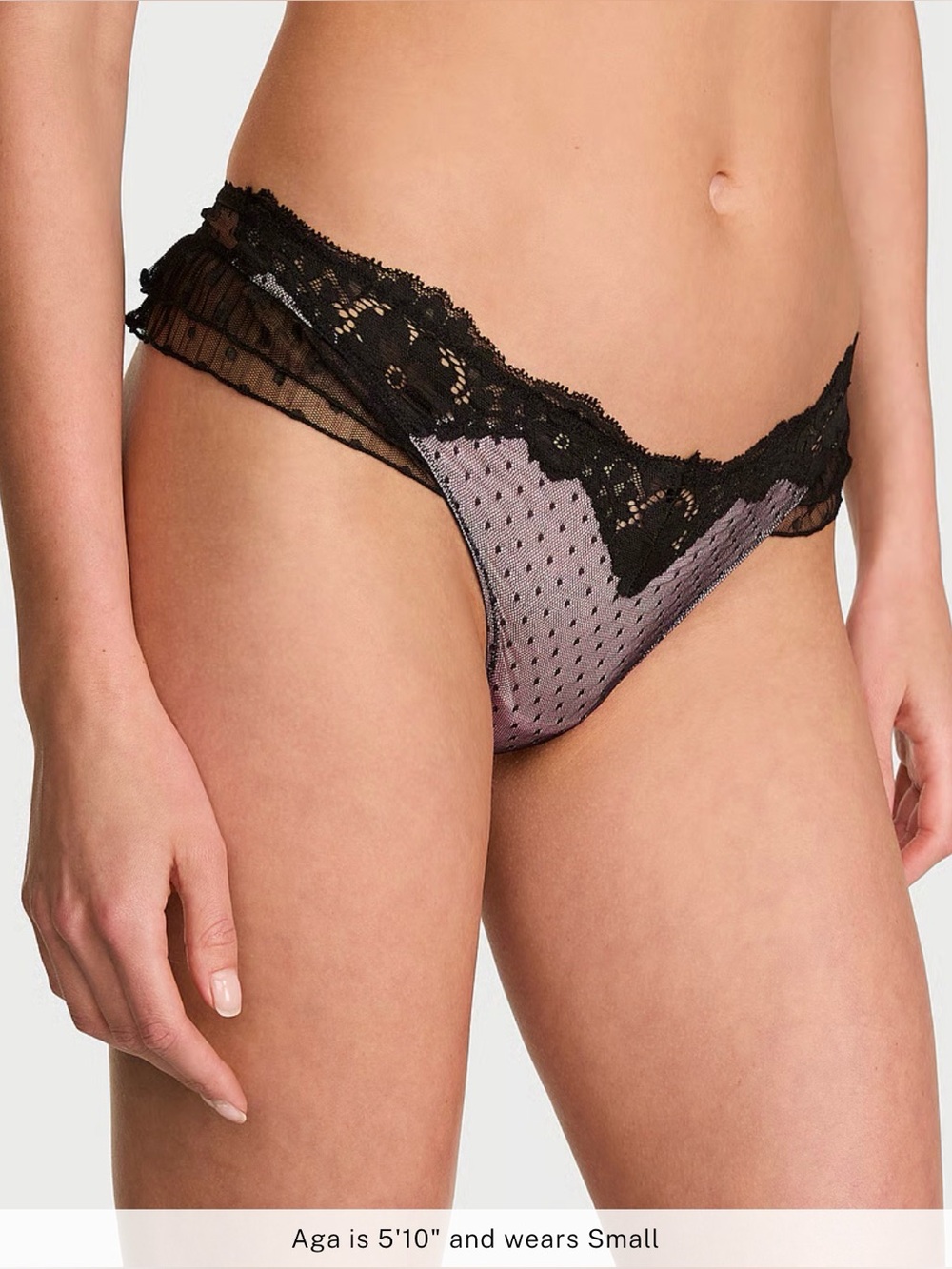 VICTORIA'S SECRET XS HI LEG TANGA BLACK PINK LACE THONG WIDE STRING PANTIES NWT
